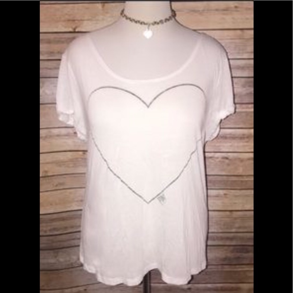 ❤️Victoria Secret PINK white Semi sheer open heart shirt- XS